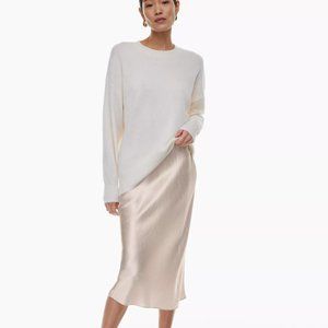 Babaton Slip Satin Midi Skirt - Size 8 - Denude / Cream